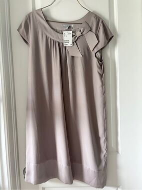 H&M Mauve / Grey Bow-Accent Satin Mini Dress